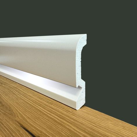 FINE SERIE al metro Battiscopa Zoccolino "BC PREDISPOSIZIONE LED" in Duropolimero Polistrutturato Bianco 100x18