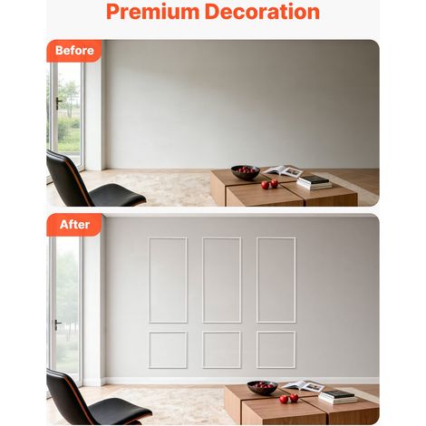 Kit Moulure Murale Prédécoupée 3 Lots Cadres Moulure Murale Fine (1/5)