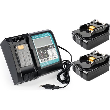 (pack de 3) 2X Batterie 14.4V 1500mAh Pour Makita BL1430 BL1415N BL1415 BL1440B BL1450B+ Chargeur DC18RC 18V 14,4V pour Makita 14,4V DC14SA DC18RA DC18RD DC18SC DC18SE DC18SD (1/5)
