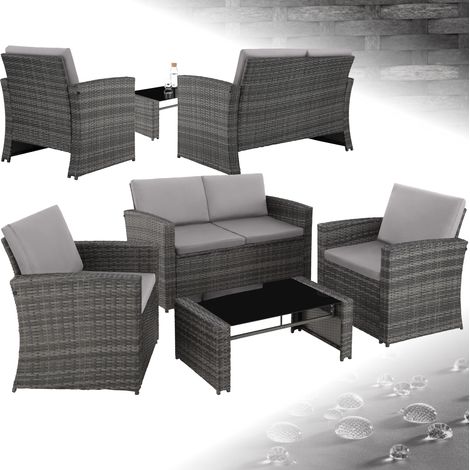 Salon bas de jardin 4 places, design moderne, gris clair 89x50x36,5cm
