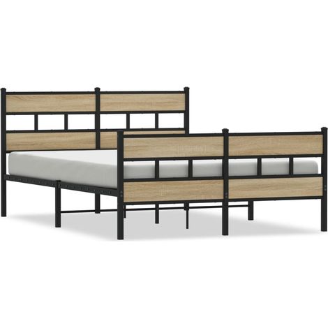 Lit double,Lit adulte,Cadre de lit en métal sans matelas chêne sonoma 150x200 cm CFW4877640 (1/5)