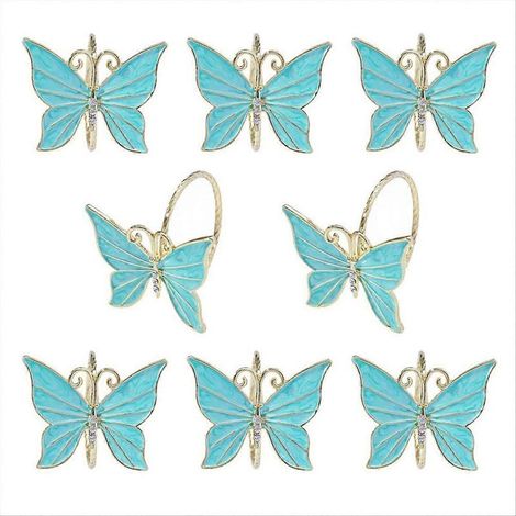Lot de 8 ronds de serviette papillon fleuris pour Pâques et mariages, B (1/5)