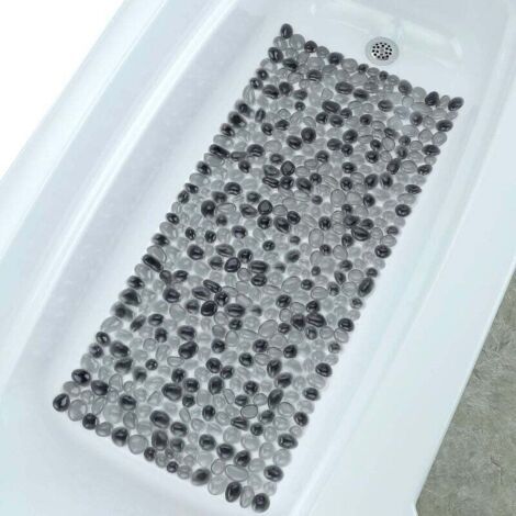 Motif Galets de rivière,Tapis de Bain Gris foncé Extra Long Effet Galets, idéal pour Les Pieds fatigués, Aide à prévenir Les glissades