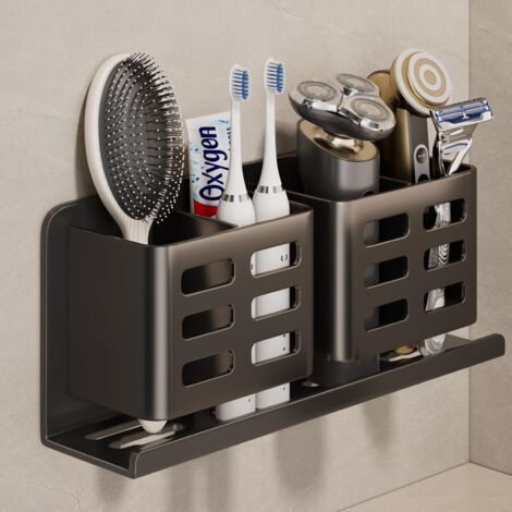 Porte-Brosse à Dents Autocollant en Aluminium Gris adapté au Rangement dans la Salle de Bain des brosses à Dents, du Dentifrice, des rasoirs, des Peignes, etc. (1/5)