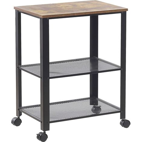 Carrello da Cucina in Legno di Pino con 3 Ripiani e Rotelle 86 x 50 x 40 cm Bolzano (1/5)