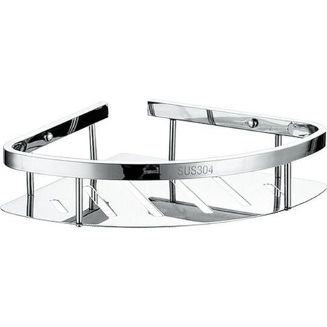 Esclusivo portaoggetti da doccia in acciaio inox, ripiano per vasca da bagno, vassoio per doccia, supporto angolare a parete (acciaio inox, 1 ripiano)