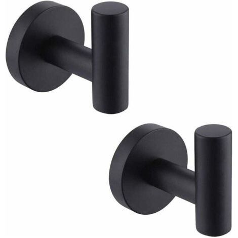 Wall Hook Bathroom Towel Rack Hook Matte Black Stainless Steel Hooks SUS304 Clothes Rack Towel Rack Storage 2pcs (1/5)