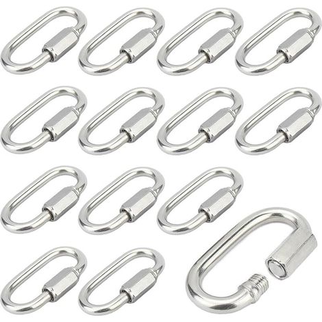 12 Pièces Mousqueton a Vis M5 Maillon Rapide en Acier Inoxydable 304 Mousqueton à Verrouillage avec Capuchon à Vis Mousqueton Fixe pour Connecter des Cordes Chaînes Gréement (1/5)