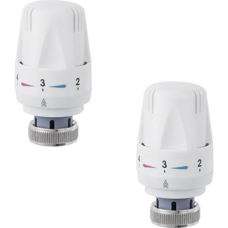 Lot de 2 valves thermostatiques pour radiateur TRV M30 x 1,5 - Vanne de contrôle de température universelle pour la maison et le bureau - Blanc (1/5)