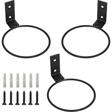 3 Pièces Supports Muraux pour Pot de Fleurs Anneau de Support de Pot de Fleur Plante Exterieur Porte Pots Anneau Titulaire Pliable Support Jardinière Metal​ avec Vis pour Intérieure Extérieur
