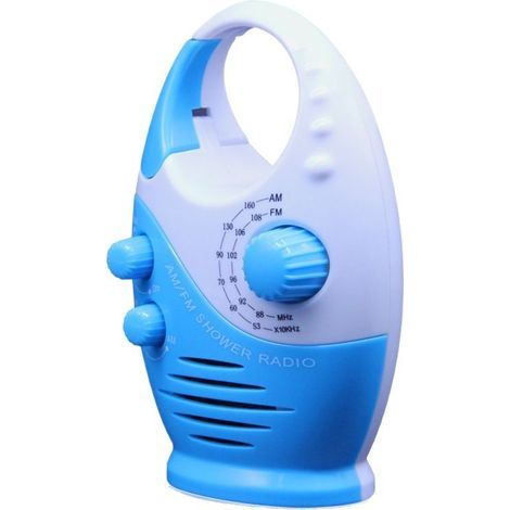 Radio de douche étanche - Haut-parleur AM/FM portable - Volume réglable - Poignée de suspension supérieure - Bleu (1/5)