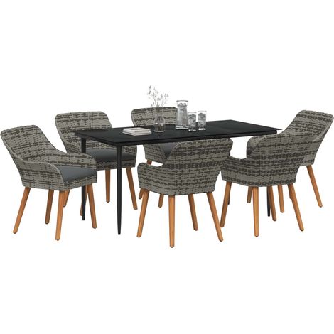 Maison Exclusive - Conjunto de Comedor de Jardín 7 pcs Gris ratán (1/4)