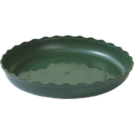 Sottovaso in plastica per fioriere – Rotondo con motivo a pizzo – 25,7 × 22 × 3 cm – Verde militare (1/5)