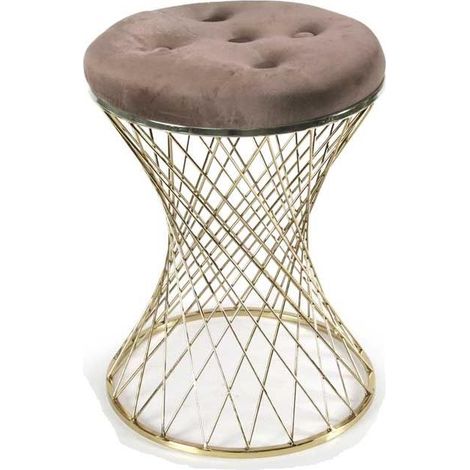 LISBONA SGABELLO CON STRUTTURA IN METALLO ORO SEDUTA IMBOTTITA 35XH47 CM MARRONE