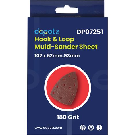 Dapetz ® 10Pcs 11 Punched Holes Triangle Sanding Discs Pads 102 x 62mm,93mm Aluminium Oxide Hook & Loop 180 Grits Sandpaper Assortment for Use with Random Orbital Sander for General Purpose Sanding (1/5)
