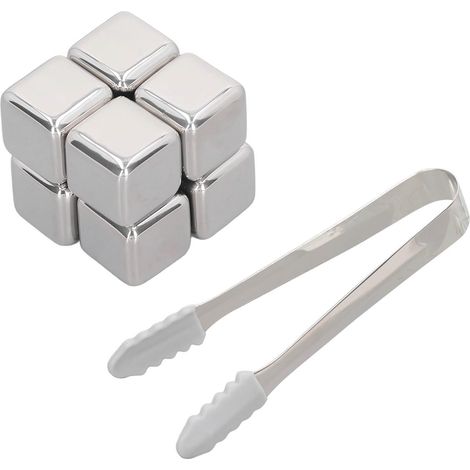 Ensemble de 8 pierres à whisky réutilisables en acier inoxydable, avec pince et boîte de rangement pour refroidisseur à vin (1/5)