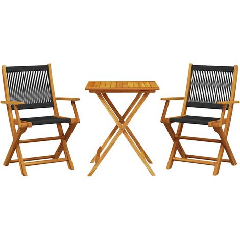 Maison Exclusive - Set da Bistrot 3pz Nero in Polipropilene e Legno Massello