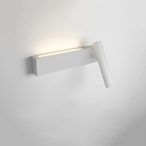 Aplique de pared LED COB de 6W, foco ajustable con doble interruptor, lámpara de mesilla recta, color blanco. (1/5)