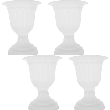Veemoon Lot de 4 demi vases vintage, style colonne romaine, en plastique blanc (1/5)