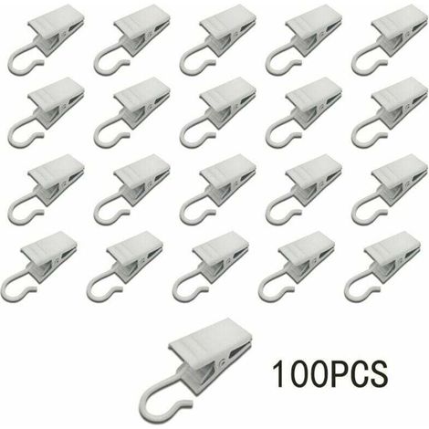 100 clips metálicos para cortinas, ganchos, lámparas y decoraciones para fiestas (blanco) - Crezuo