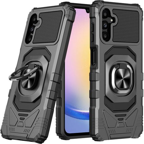 Custodia per Samsung Galaxy A25 5G, TechDefender, nera + vetro 9H (1/5)