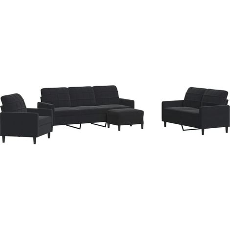vidaXL Set di Divani 4 pz con Cuscini Nero in Velluto
