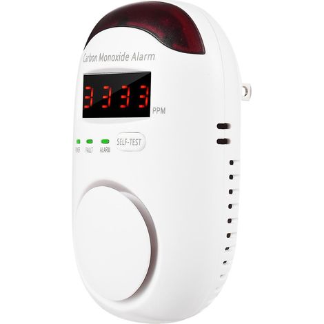 Kohlenmonoxid-Warnmelder zum Einstecken mit LED-Digitalanzeige und Sprachalarm für Zuhause
