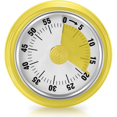 Minuteur Visuel, Minuteur pour Cuisine avec Base Magnétique Compte à Rebours de 60 Minutes Horloge Mécanique sans Piles Outil, Jaune (1/5)