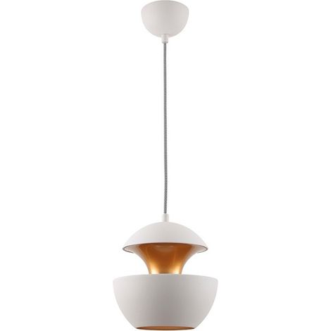 LAMPARA DE TECHO COLGANTE   E27 BLANCA   DORADA (1/2)