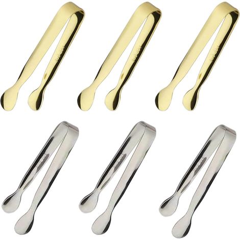 Lot de 6 pinces à glaçons, mini pinces à sucre, pinces de service, petites pinces de cuisine pour apéritifs, goûters, bars à café (1/5)
