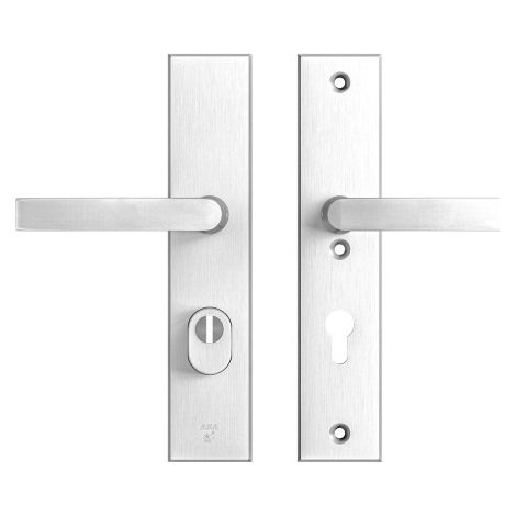 AXA Sicherheits Türbeschläge set - Edge Plus Blok - Türklinken mit Langschild - PC72 mit Kernziehschutz - Aluminium (1/5)