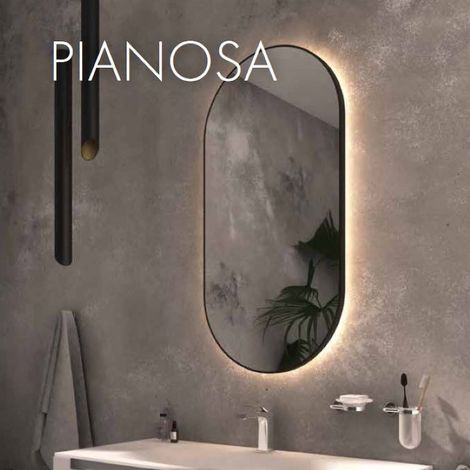 KOH-I-NOOR Serie T specchio Pianosa l50 h90 3000k cornice nero opaco codice prod: T017/CA