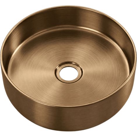 Essebagno Essenox lavabo da appoggio rotondo 37.5 cm in acciaio inox rame spazzolato (1/5)