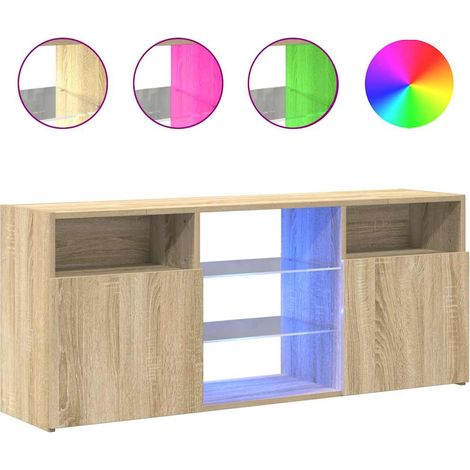 vidaXL Armario TV con luces LED roble Sonoma 120x30x50 cm (1/2)