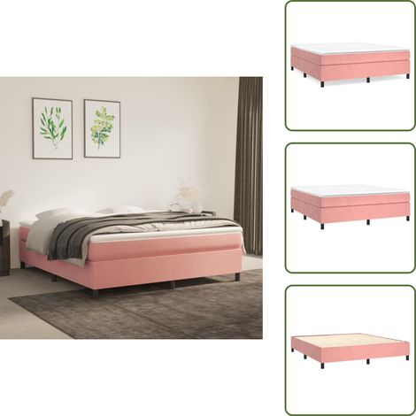 Boxspringbett mit Matratze Rosa 160x200 cm Samt - Samtbett - Boxspringbett - Doppelbett - Rosa Bett - Bettauflage (1/5)