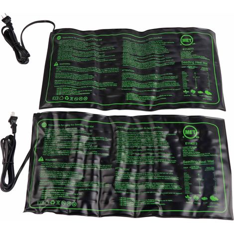 Juego de 2 esterillas calefactoras impermeables para plántulas, para germinación y crecimiento de plantas, temperatura constante, enchufe estadounidense 100-120V (1/5)