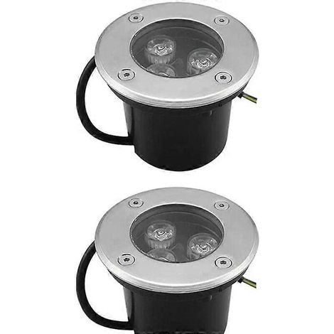 Lot de 2 spots LED ronds 3W IP65 (blanc chaud) pour terrasse et jardin, 270 lumens. Éclairage extérieur idéal pour allées et patios. (1/5)
