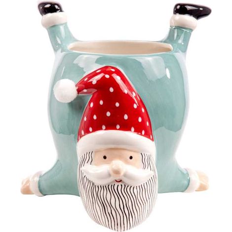 ARPIMEX Vaso Babbo Natale Ceramica 20 x 17,5 x 20 Cm Celeste