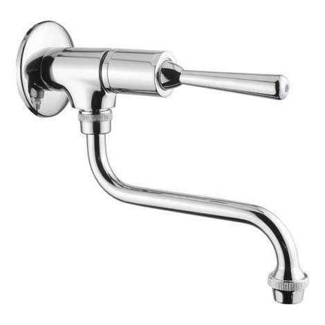 Idral – Robinet poussoir temporisé 8016A – Laiton chromé – Levier multidirectionnel anti-dévissage – Bec pivotant pour nettoyage facile