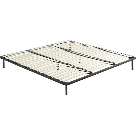 Sommier cadre à lattes 200 x 200 cm - 3x19 lattes - Avec pieds - Noir - KALISTA de YSMÉE