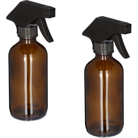 Spray vide en verre, lot de 2, 230 ml, jet puissant et large brume, pour cheveux ou jardin, marron (1/5)