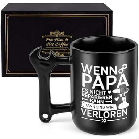 Cadeaux pour papa, cadeau de Noël, cadeau de Noël, tasse de papa avec poignée en marteau, cadeau de père, tasse à café en céramique drôle pour hommes, cadeau d'anniversaire (350ml) (1/5)