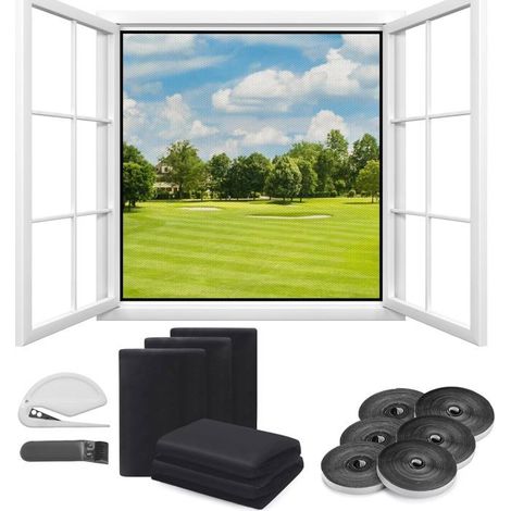 Set di 6 pezzi di zanzariera fai-da-te per finestre, schermo anti-insetti 130 x 150 cm, tenda anti-zanzare, ritagliabile, rotolo di zanzariera (1/5)