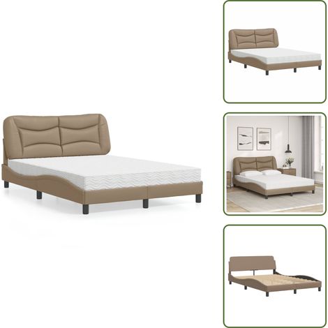The Living Store Bett mit Matratze Cappuccino-Braun 120x200 cm Kunstleder - Schlafzimmer Möbel - Betten - Doppelbetten - Boxspringbett - Lattenrost (1/5)