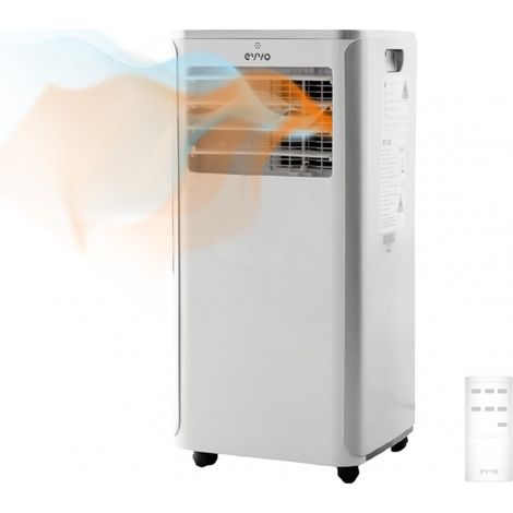 EVVO Aire Acondicionado Portatil Frío y Calor, Clase A, 9.000 BTU, Control Remoto y Temporizador 24h, 4 en 1, Deshumidificador,