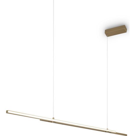 Maytoni Halo Plafonnier suspendu moderne de 150 cm en laiton, 1 650 lm, abat-jour blanc