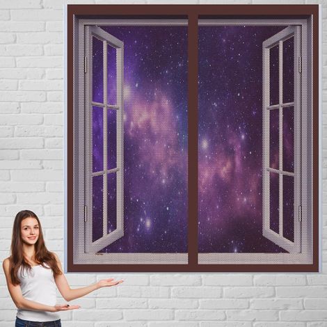 Moustiquaire de Porte Aimantée 60 x 70 cm Sans Perçage Facile à Installer Moustiquaire de Porte Magnétique Anti Insecte,Antimoustique for Window and Door, Marron (1/5)