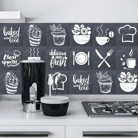 Autocollant de Carreaux de Mosaïque, 24 Pièces Auto-adhésif de Mosaïque Carrelage Mural Sticker Autocollant de Carrelage Carreaux Bricolage pour Maison Salle Bains Cuisine (15X15 CM) (1/5)