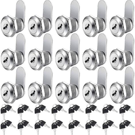 16 pièces de serrure à came pour armoire, cylindre à clé identique, serrure à came de 5/8 pouce en alliage de zinc, serrure de tiroir sécurisée pour dossiers suspendus. (1/5)