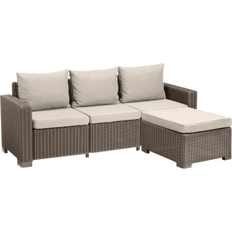 California 3 Seater Chaise Longue Lounge Set - Cappuccino